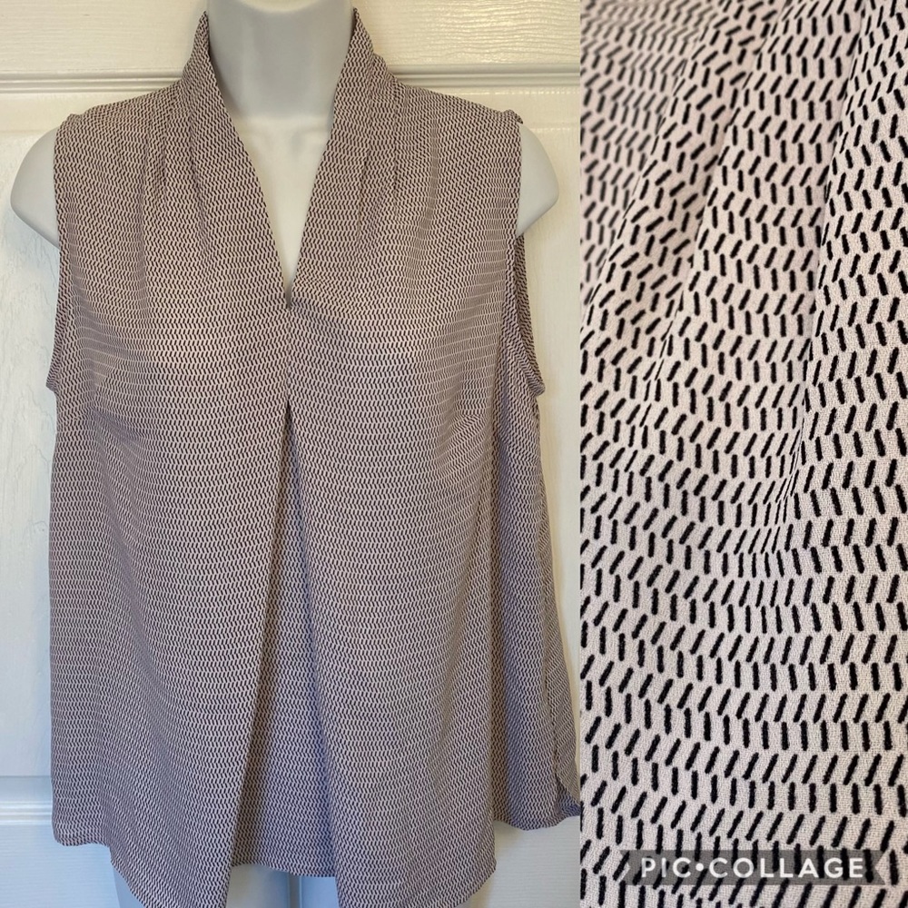 Liz Claiborne Womens Geometric Sleeveless V Neck Blouse Tank Top Petite Small